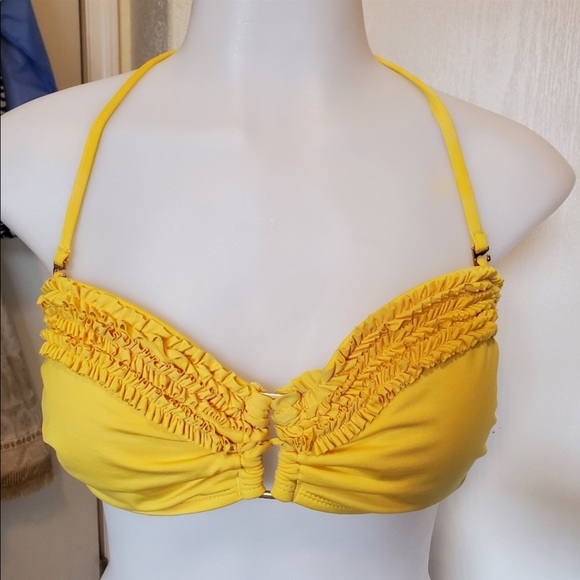 NWT Size Large Yellow Kenneth Cole Reaction Bikini with Ruffle Detail - Picture 5 of 7